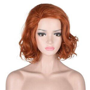 morvally Women 13" Short Wavy Ginger Orange Wig for Cosplay Costume Halloween
